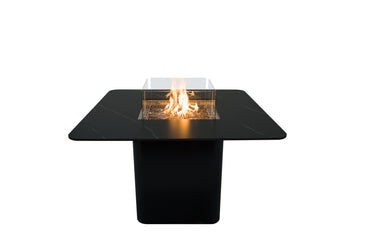 Elementi Plus Brugge Marble Porcelain Fire Pit Dining Table